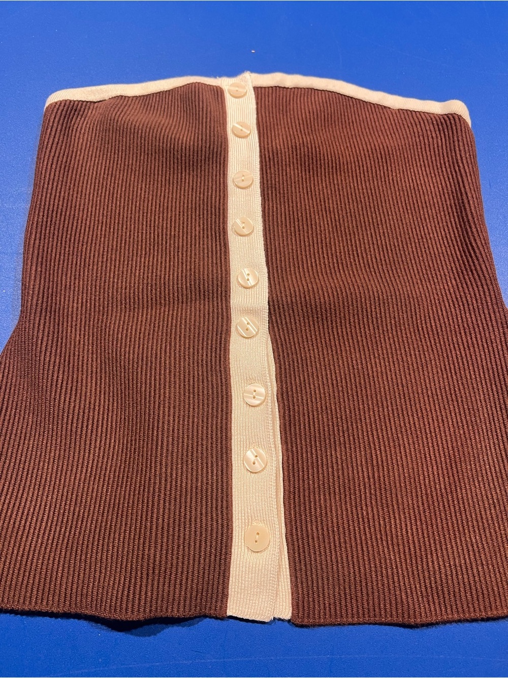 Abercrombie & Fitch Ottoman Button Front Tube Top Brown/Cream M NWT
